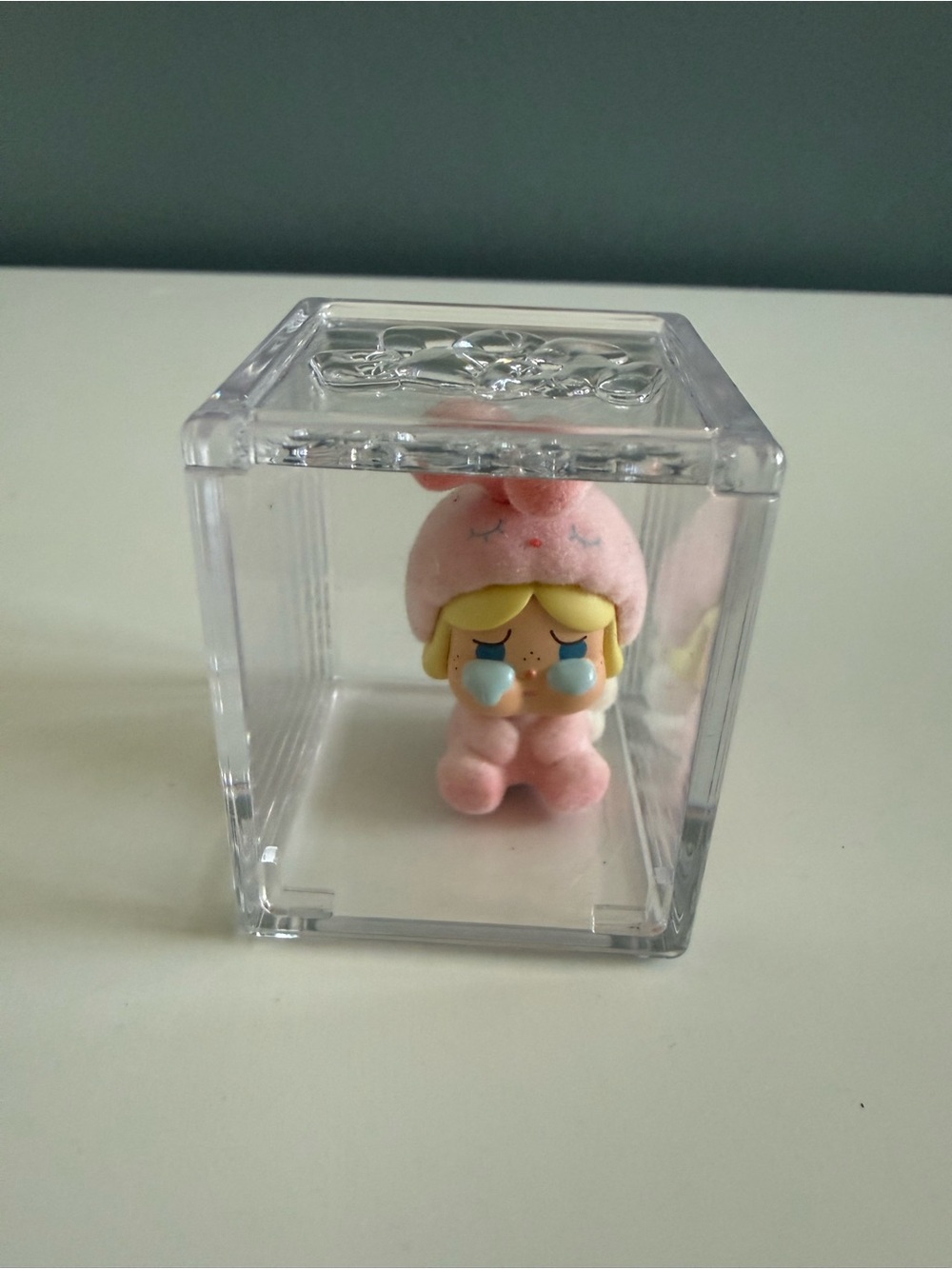 POPMART Pop Bean Pajama Cross Dressing Series CryBaby Sitting Pink Rabbit Figure